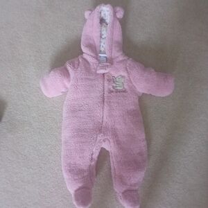 Cozy Pink Teddy Bear Baby Footie